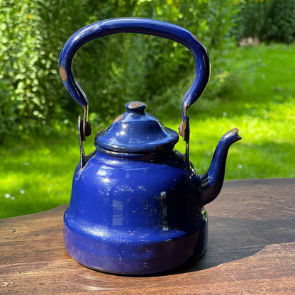 Kleine blauwe emaille theepot / koffiepot - Bamestra Curiosa