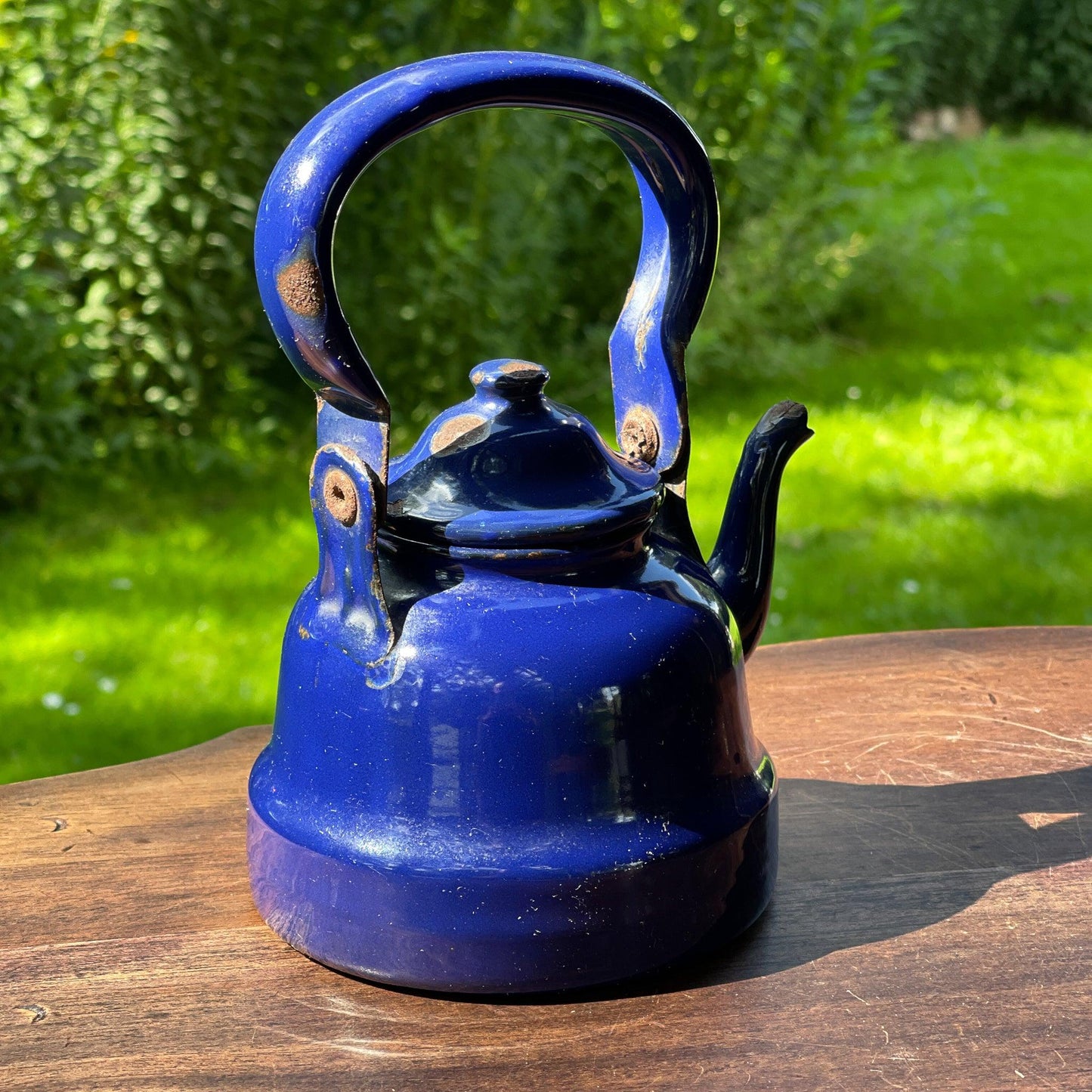 Kleine blauwe emaille theepot / koffiepot - Bamestra Curiosa