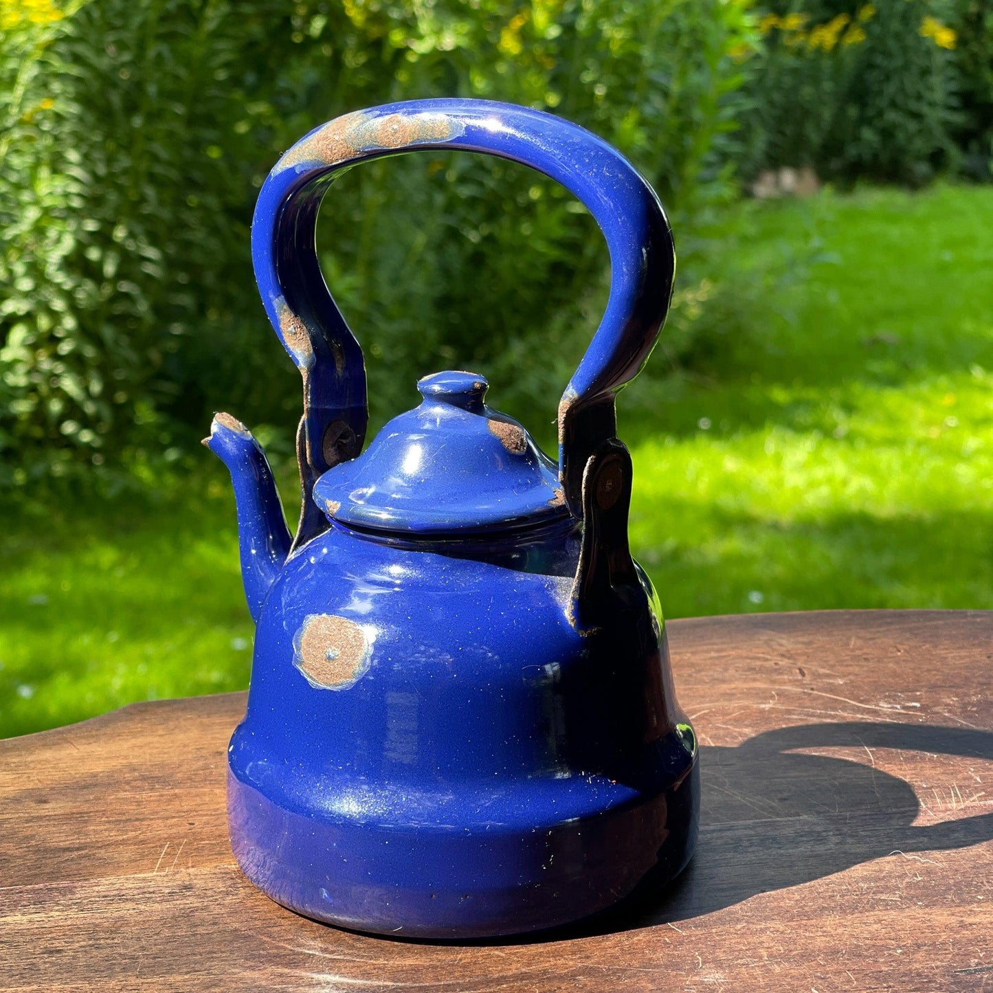 Kleine blauwe emaille theepot / koffiepot - Bamestra Curiosa