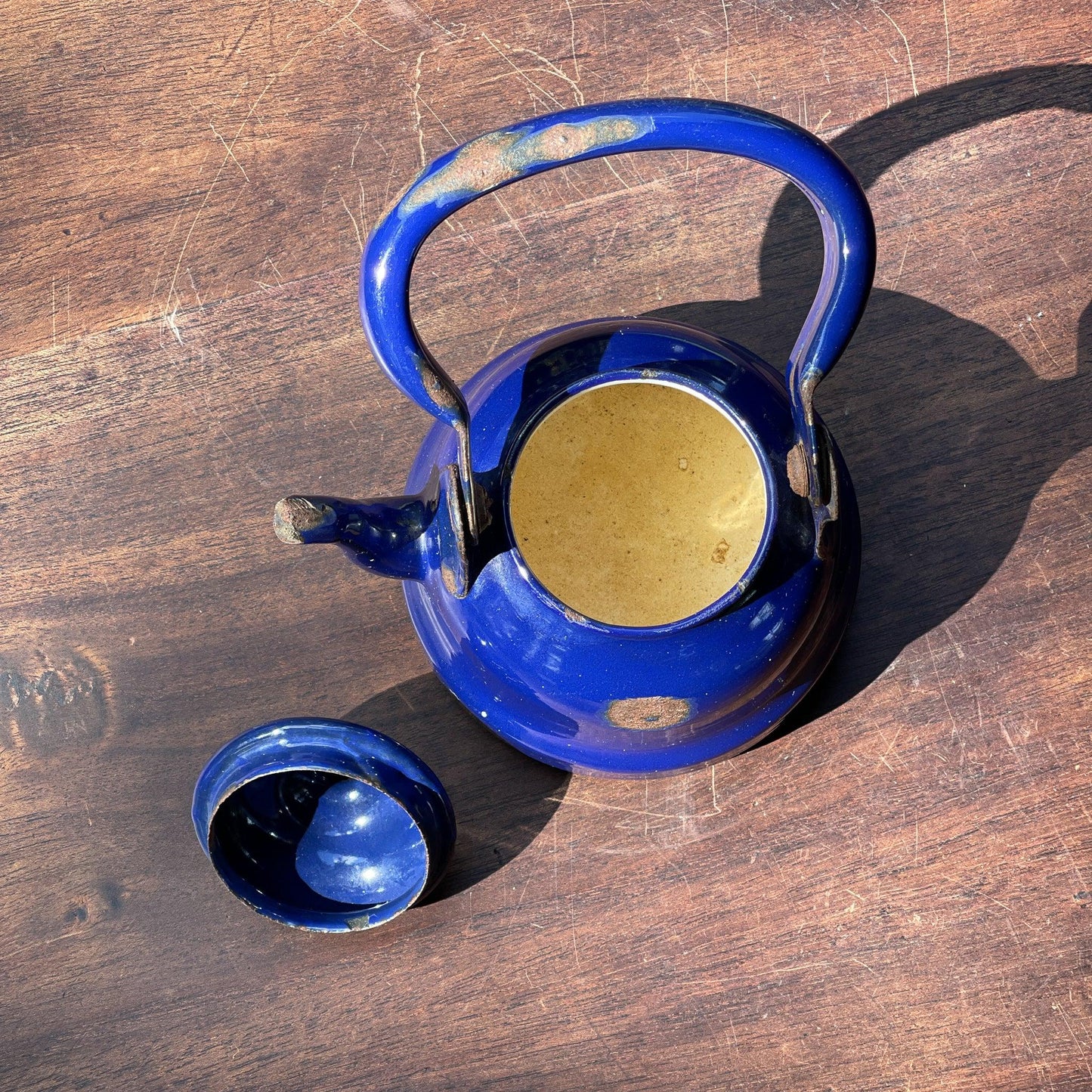 Kleine blauwe emaille theepot / koffiepot - Bamestra Curiosa