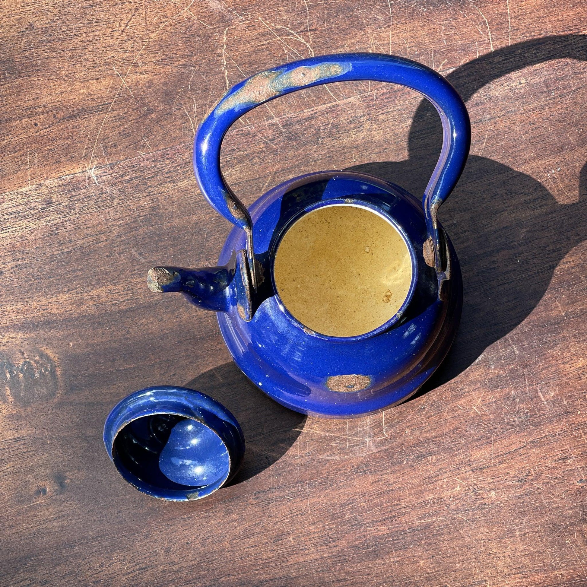 Kleine blauwe emaille theepot / koffiepot - Bamestra Curiosa