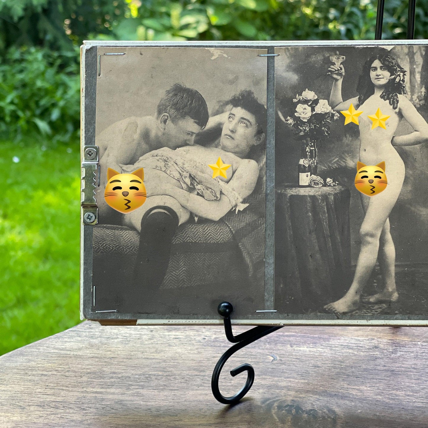 Lijstje met oude portretten met een verrassende achterzijde - Bamestra Curiosa