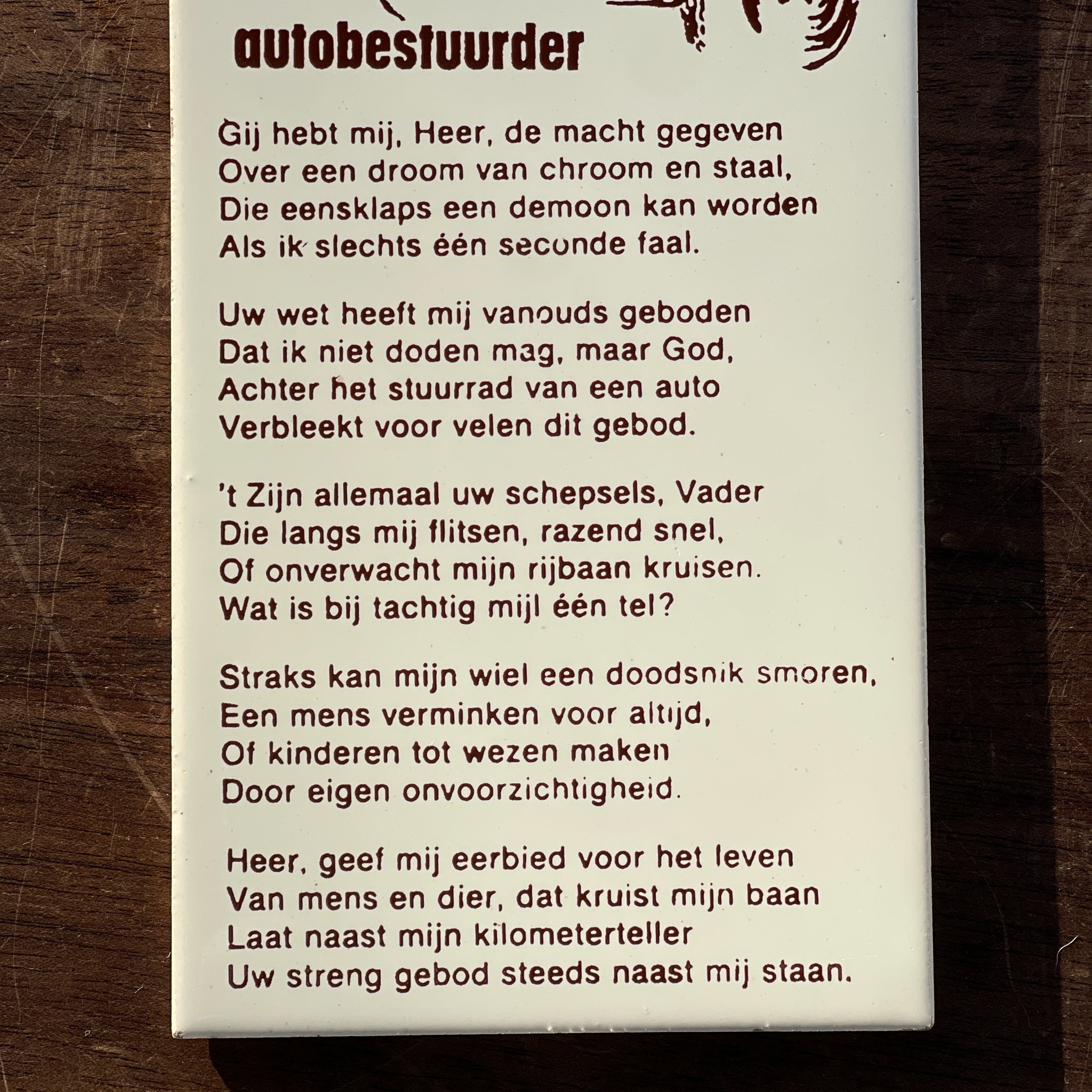 Mosa Tegeltje Gebed Van Een Autobestuurder - The Collectionist