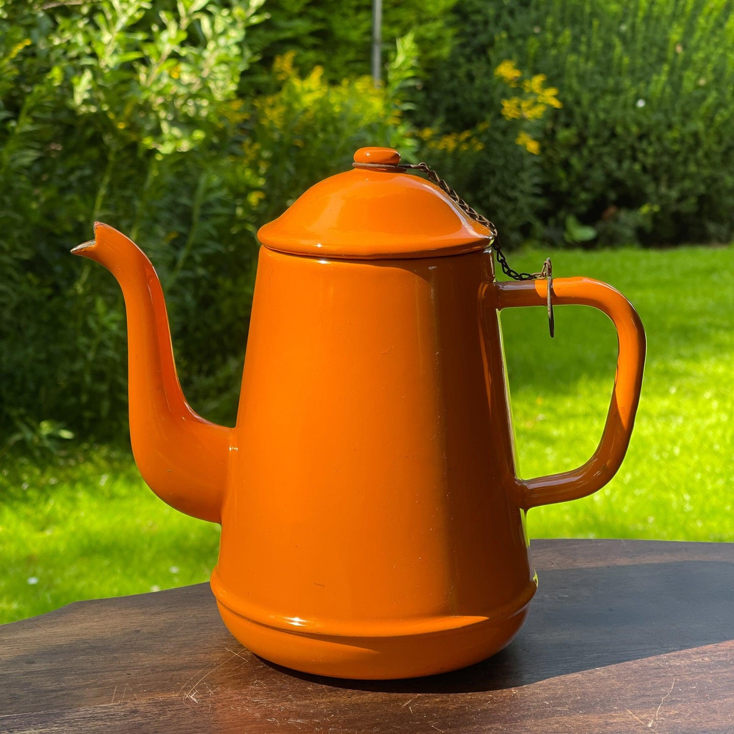 Oranje emaille theepot / koffiepot - Bamestra Curiosa
