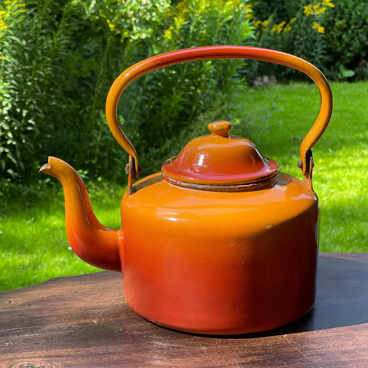 Oranje emaille theepot / koffiepot - Bamestra Curiosa