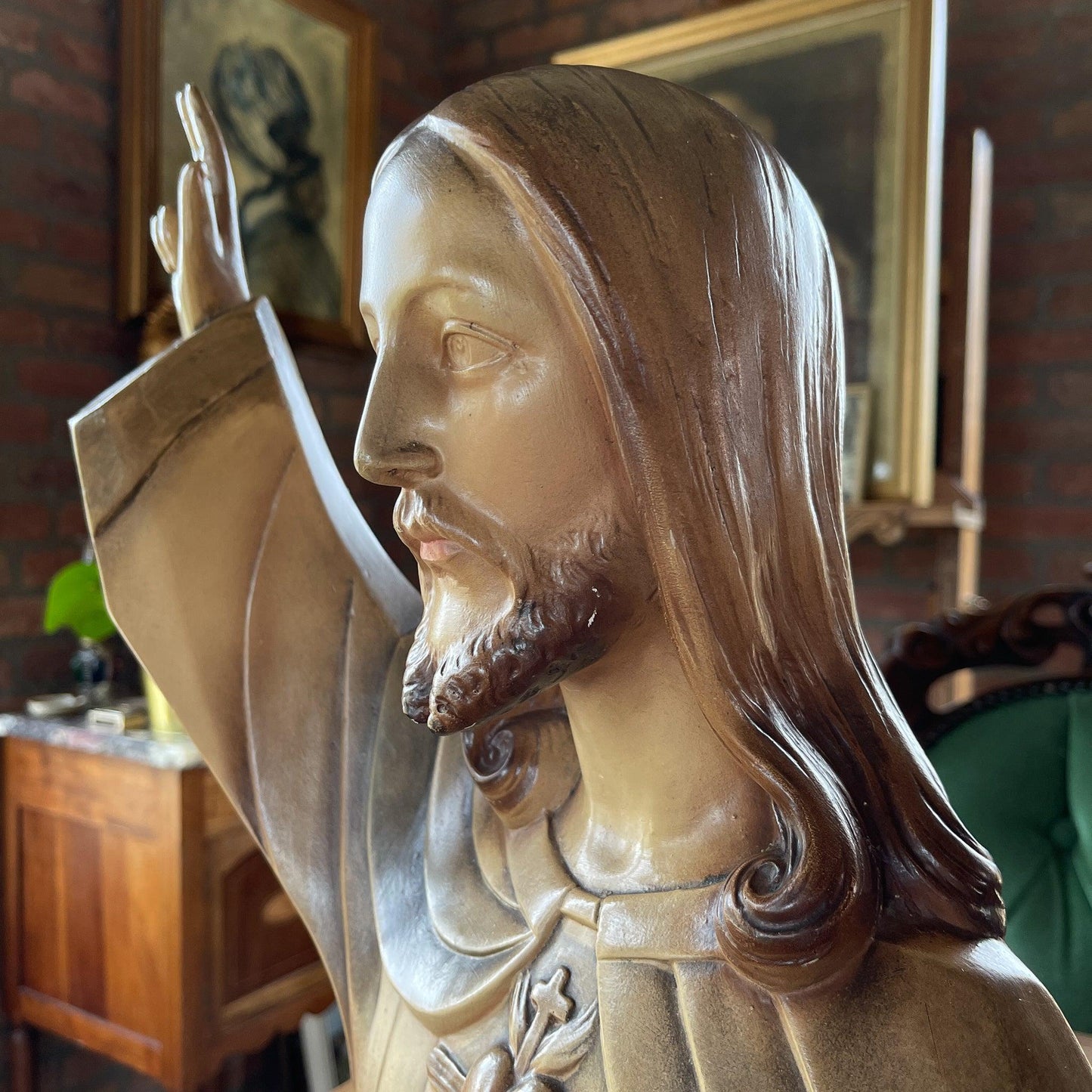 Prachtig heiligenbeeld van Jezus 1930 - Bamestra Curiosa