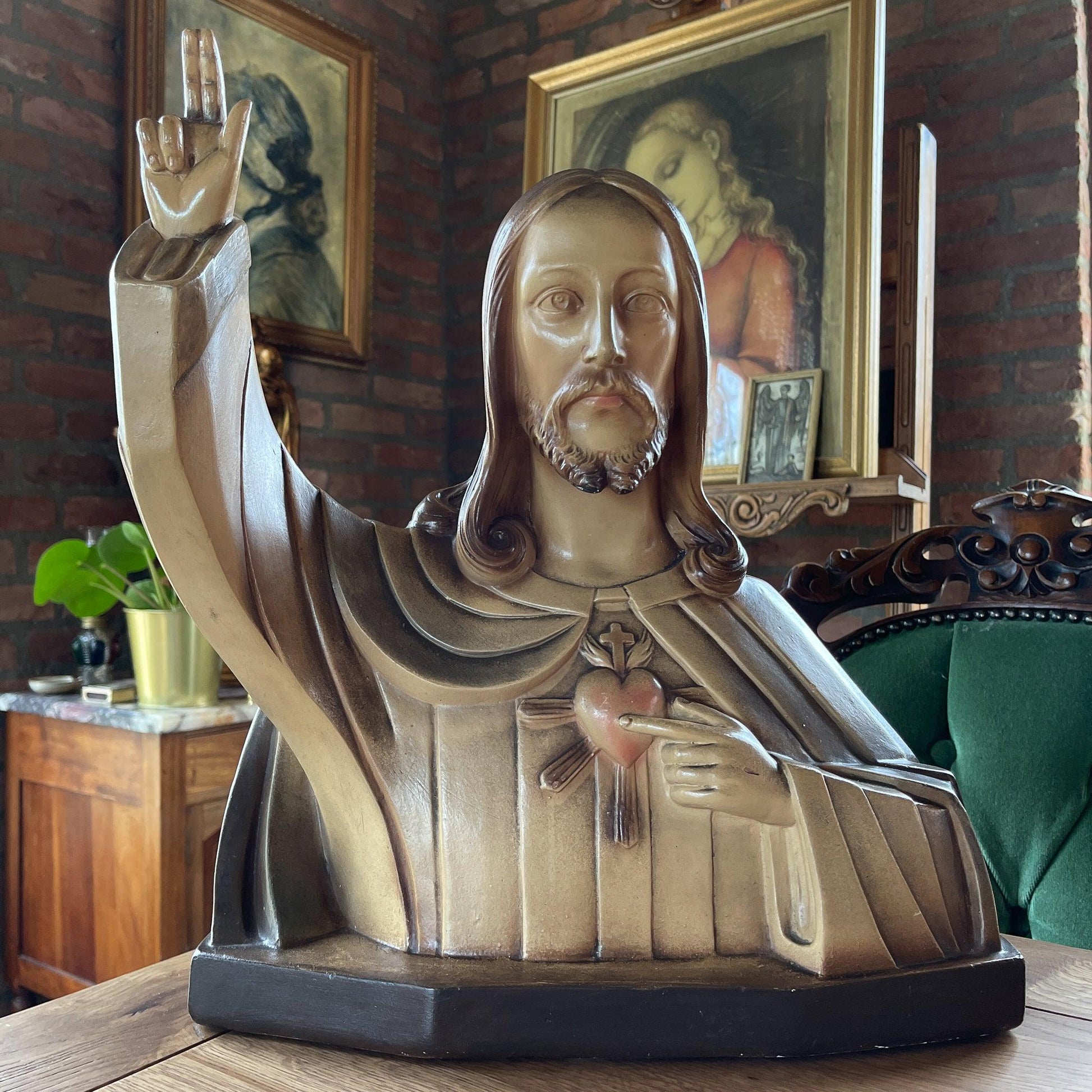 Prachtig heiligenbeeld van Jezus 1930 - Bamestra Curiosa
