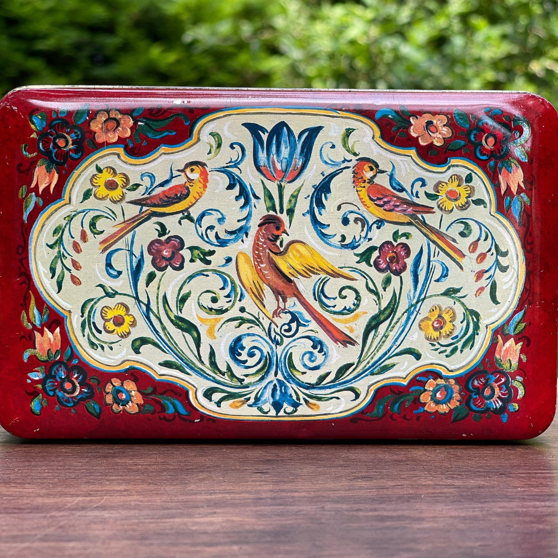 Prachtig vintage blik met vogels en bloemen - Bamestra Curiosa