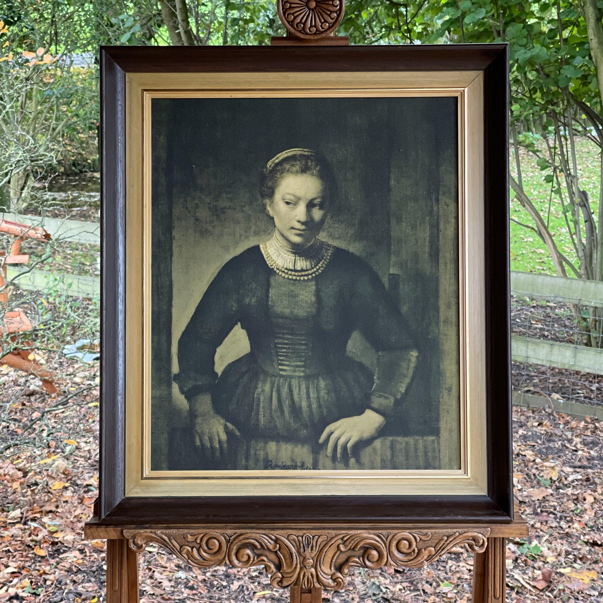 Rembrandt reproductie “Jonge vrouw aan de onderdeur" - The Collectionist