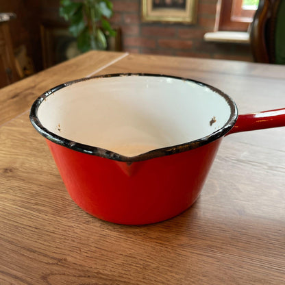 Rode emaille schenk steelpan - The Collectionist