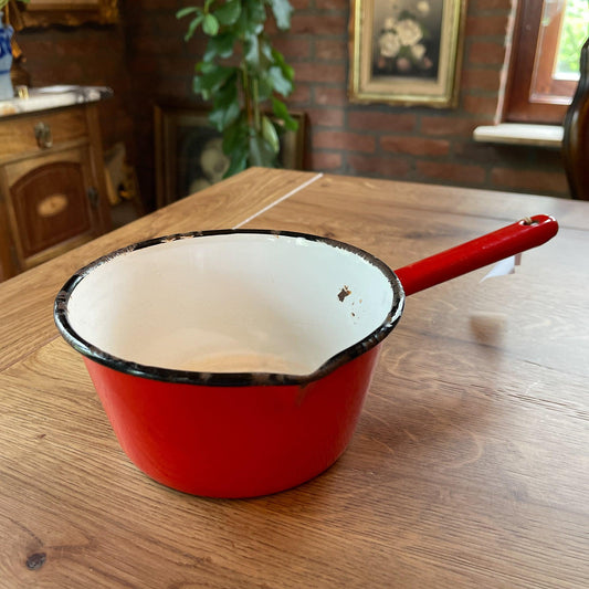 Rode emaille schenk steelpan - The Collectionist