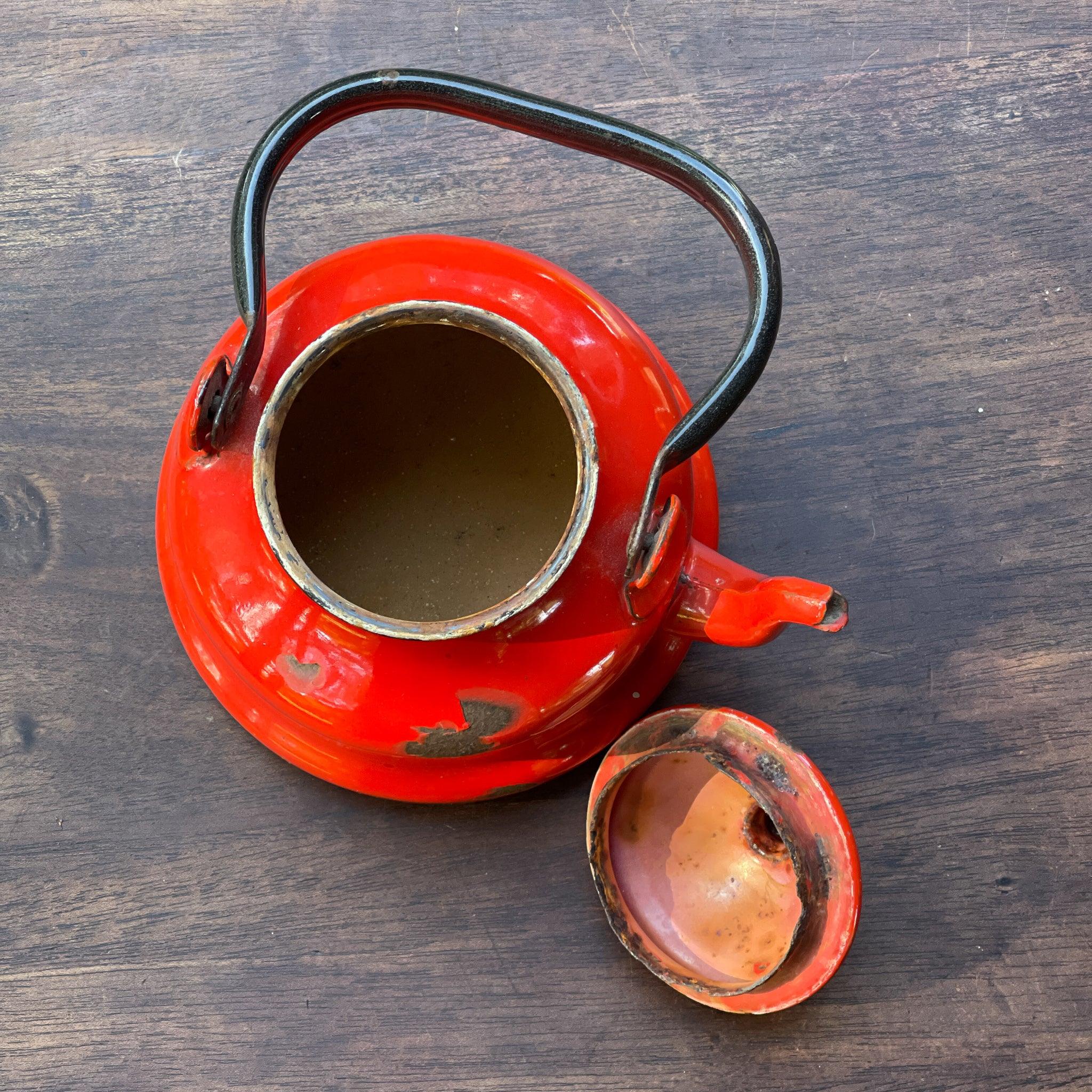 Rode emaille theepot / koffiepot - The Collectionist