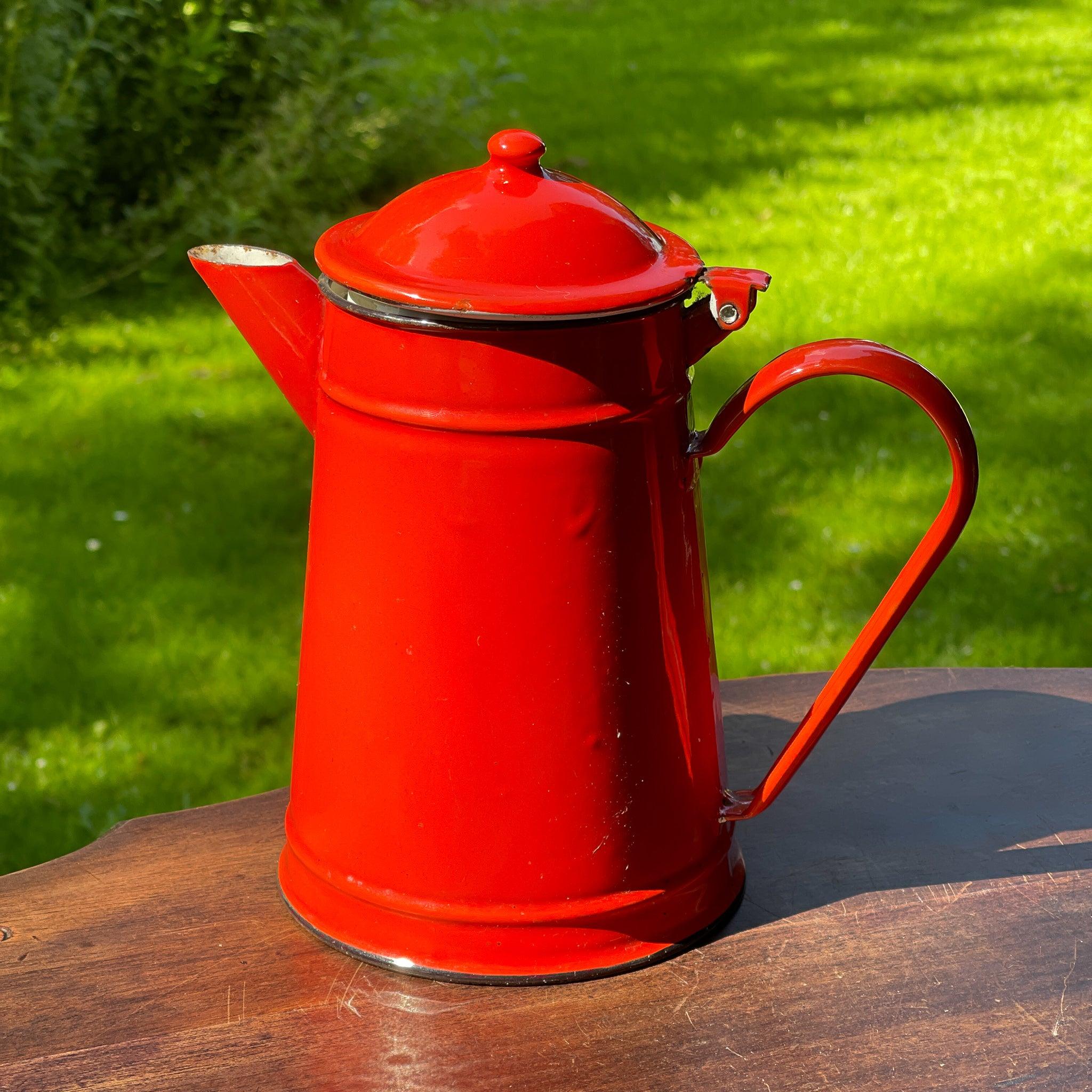 Rode emaille theepot / koffiepot - The Collectionist
