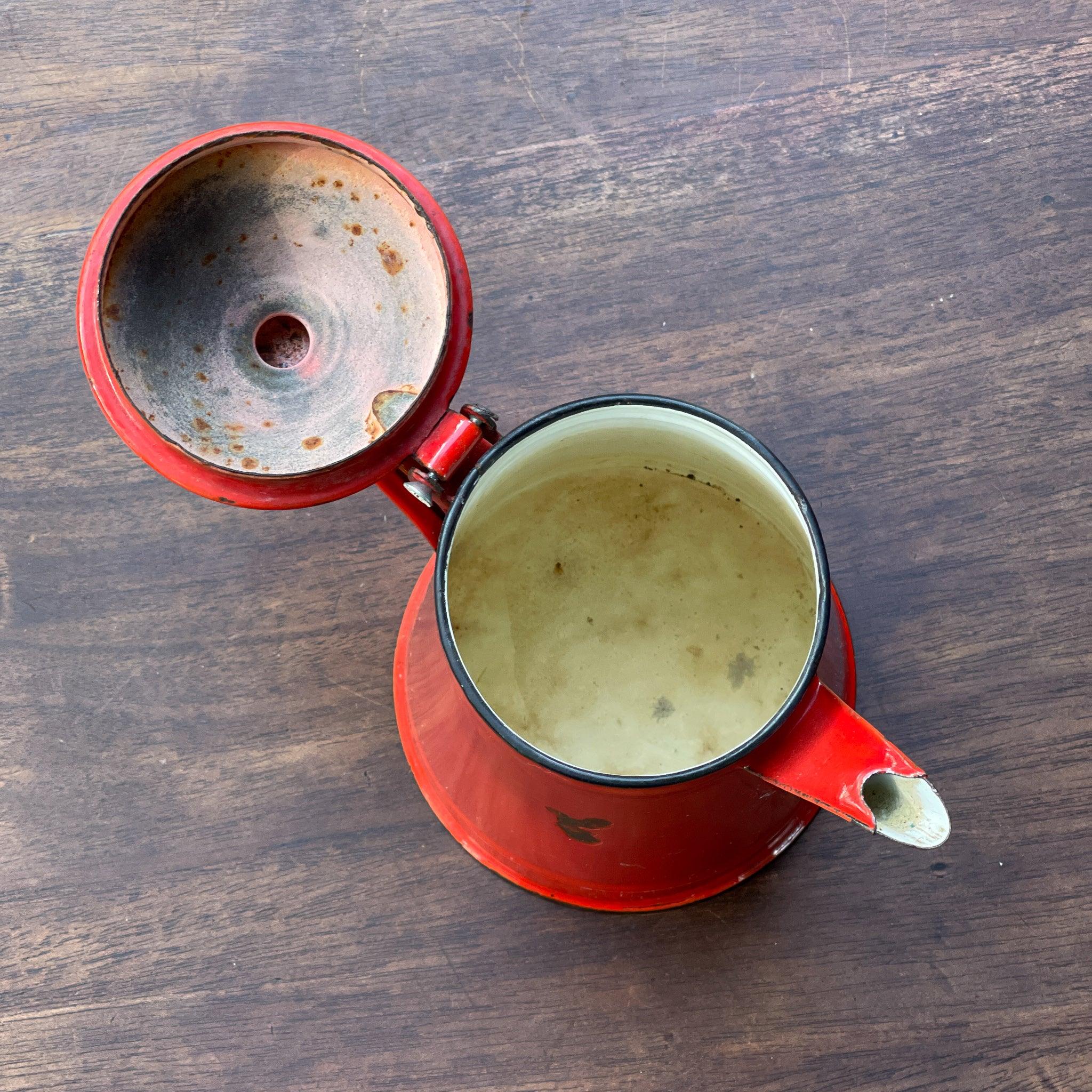 Rode emaille theepot / koffiepot - The Collectionist