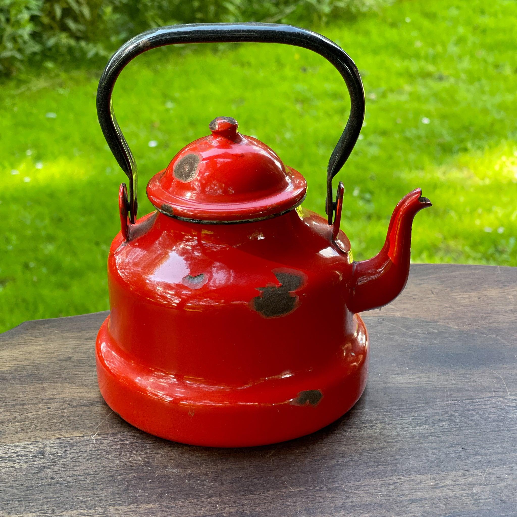 Rode emaille theepot / koffiepot - The Collectionist