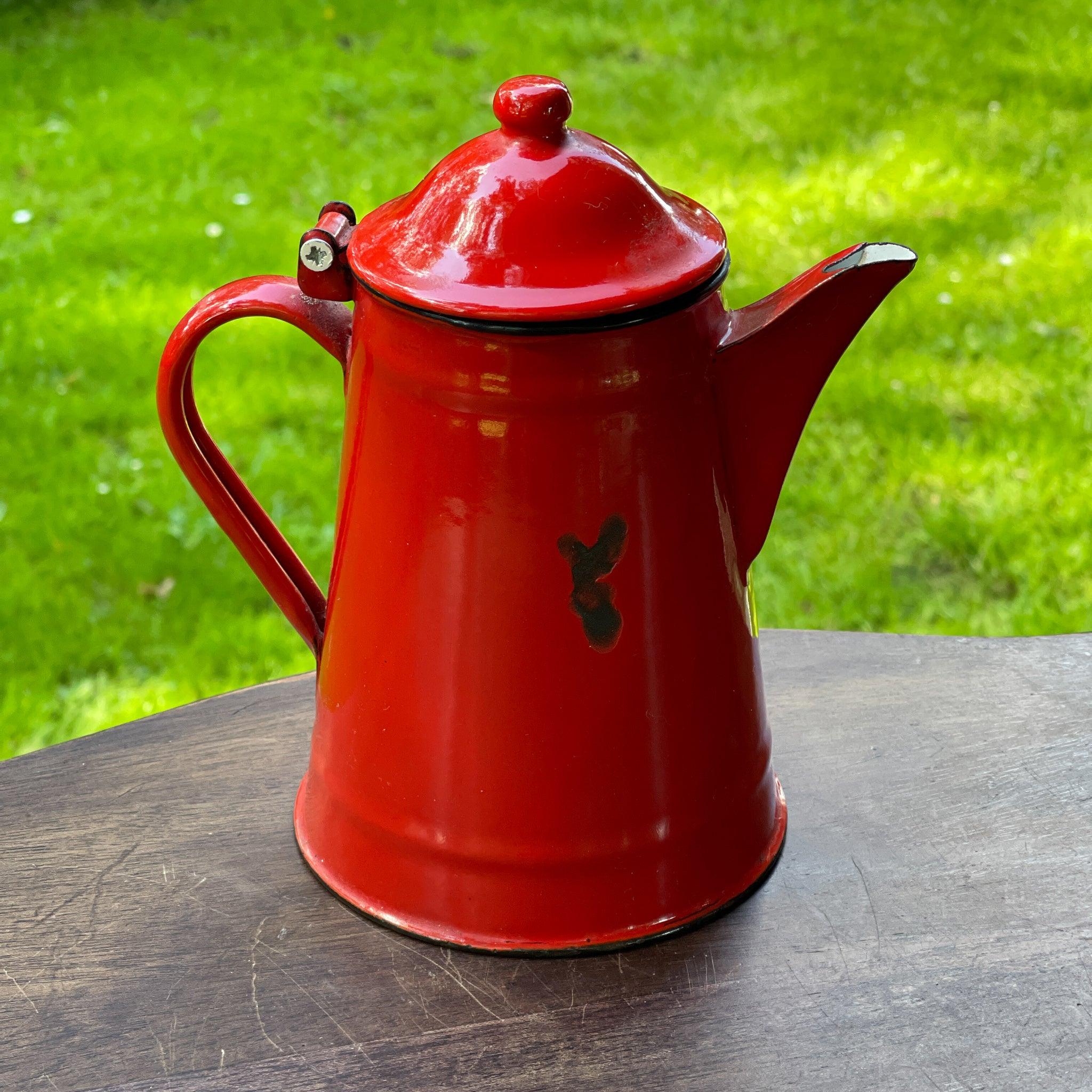 Rode emaille theepot / koffiepot - The Collectionist