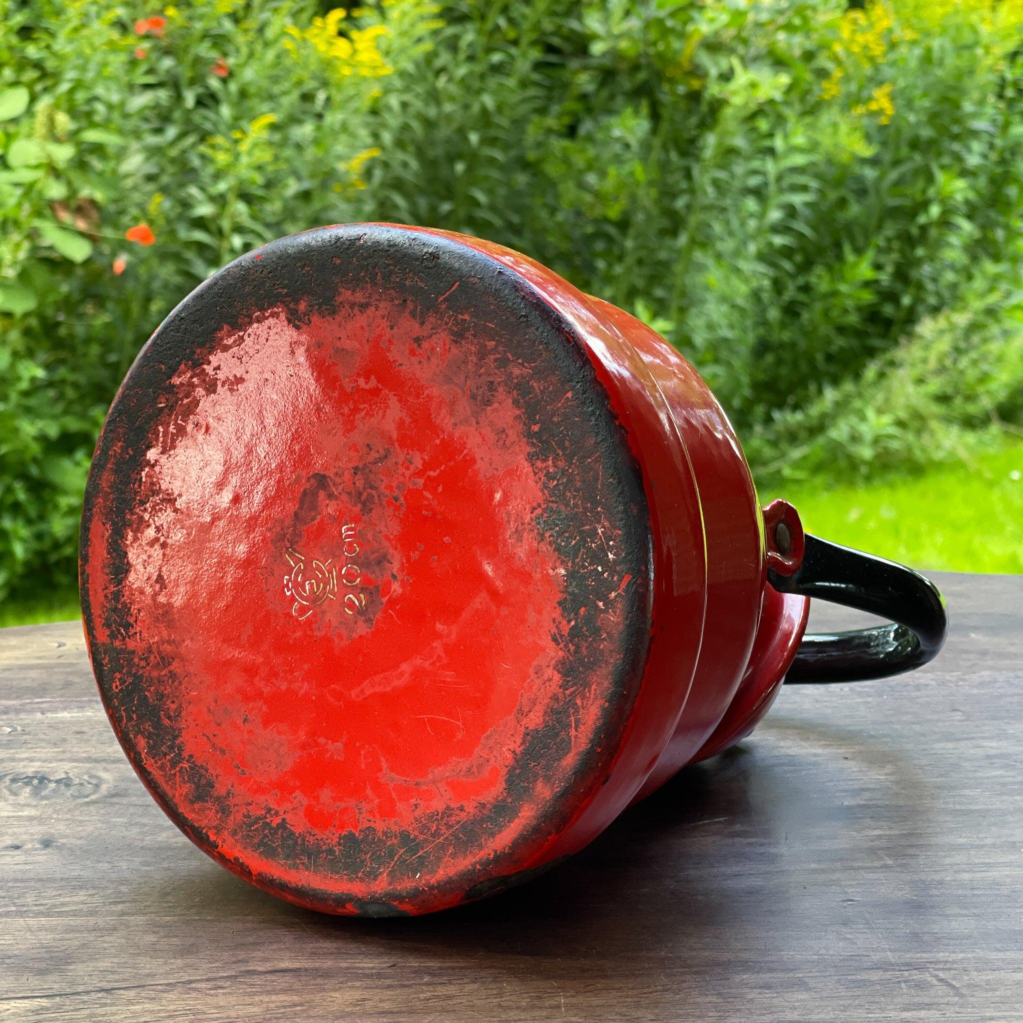 Rode emaille theepot / koffiepot - The Collectionist