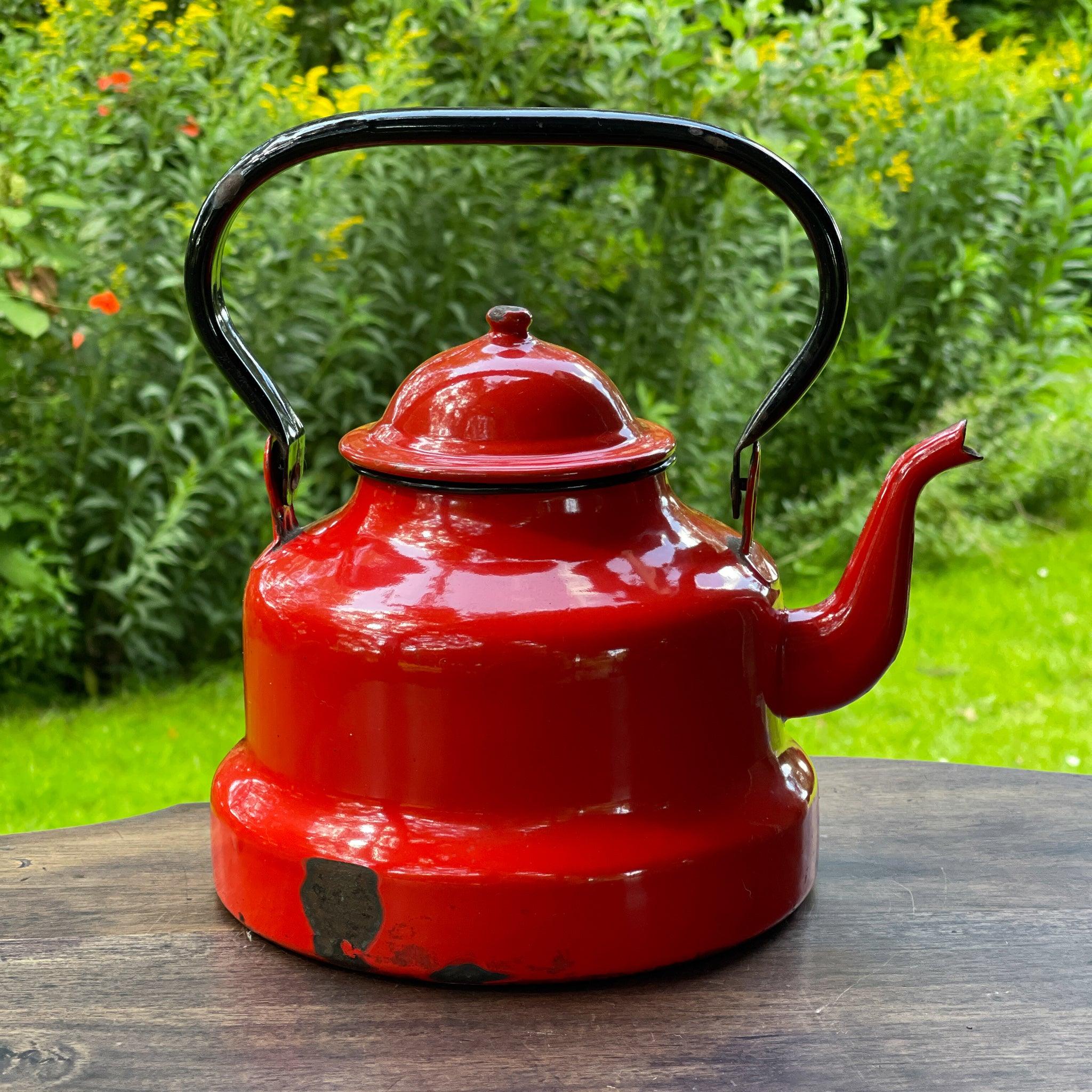 Rode emaille theepot / koffiepot - The Collectionist