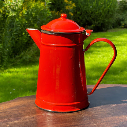 Rode emaille theepot / koffiepot - Bamestra Curiosa