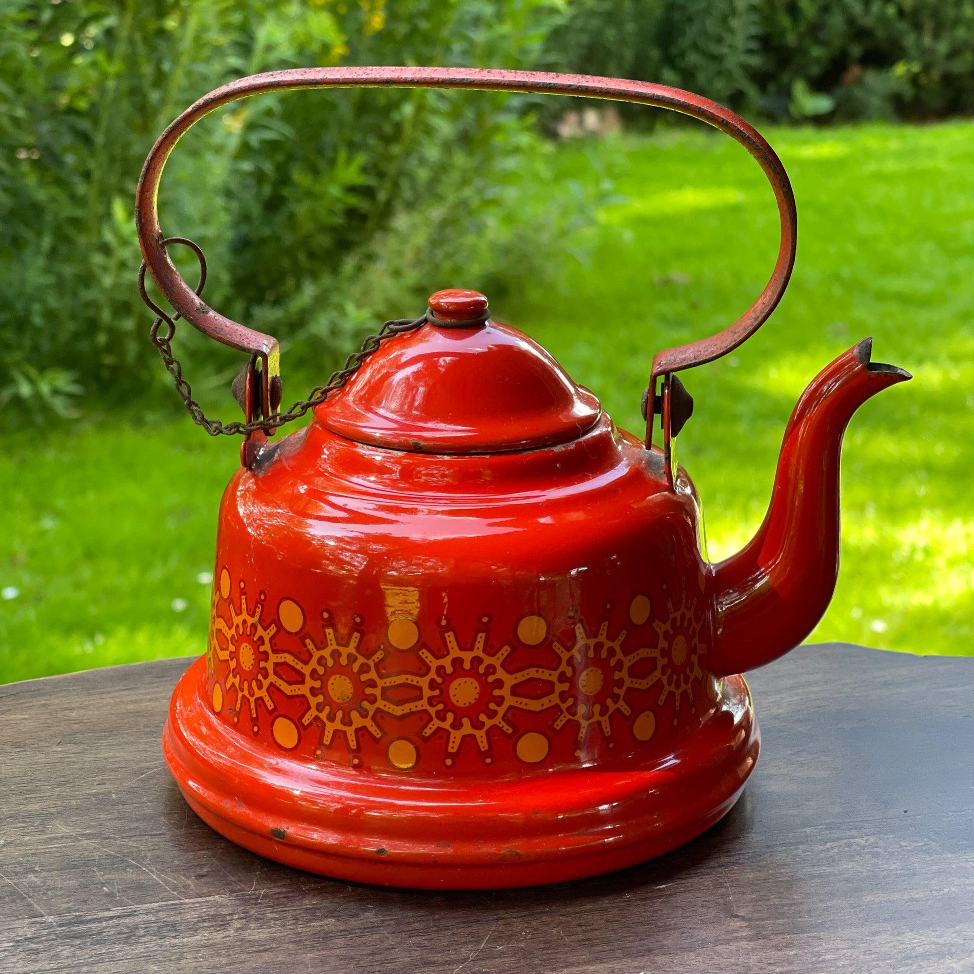 Rode emaille theepot / koffiepot - Bamestra Curiosa