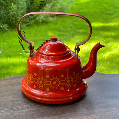 Rode emaille theepot / koffiepot - Bamestra Curiosa