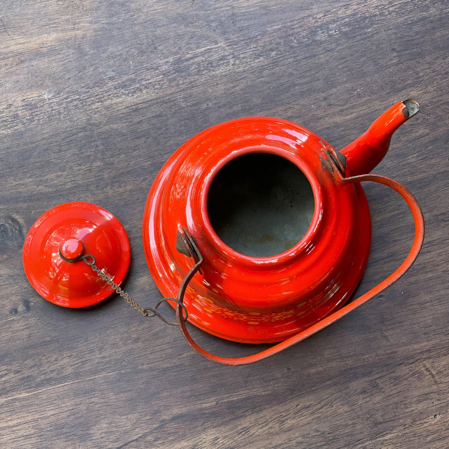 Rode emaille theepot / koffiepot - Bamestra Curiosa