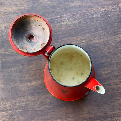 Rode emaille theepot / koffiepot - Bamestra Curiosa