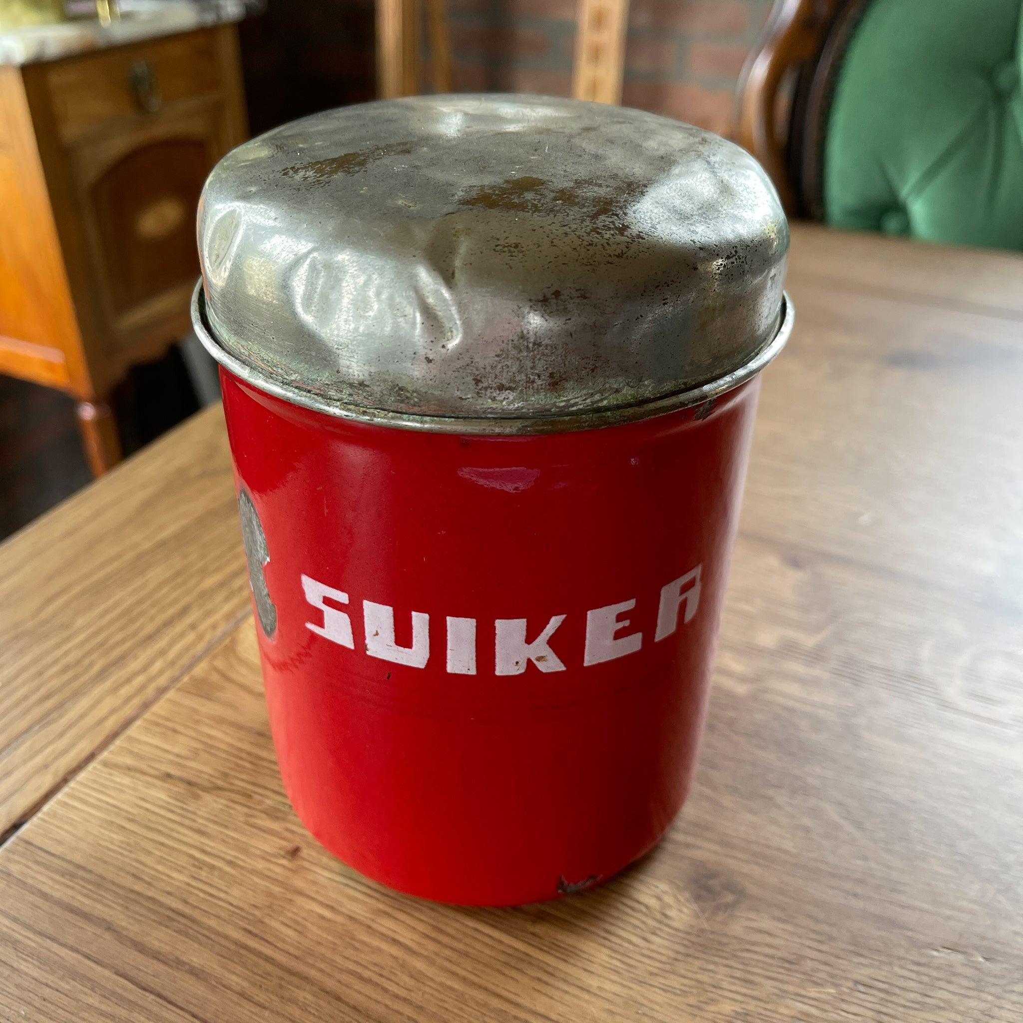 Rode vintage emaille suikerbus - The Collectionist
