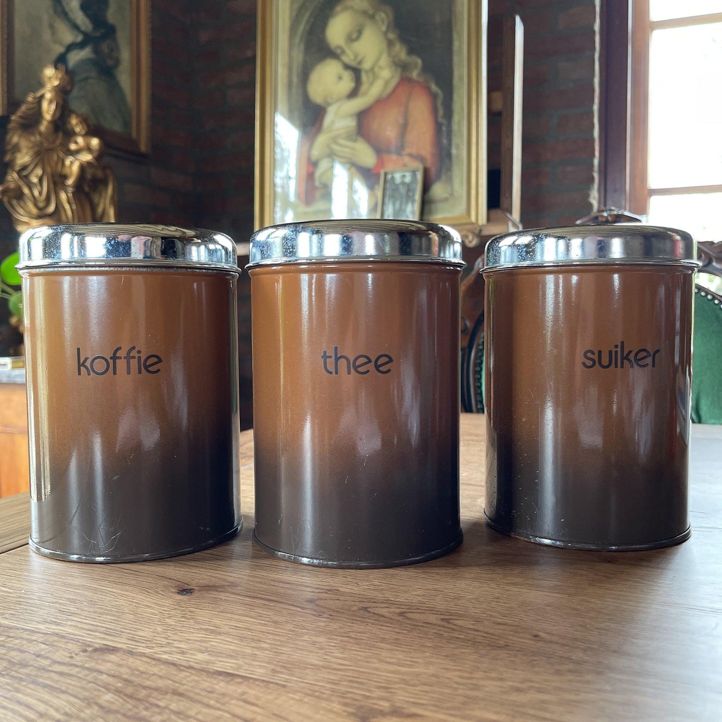 Set van drie koffie thee en suiker blikken - Bamestra Curiosa