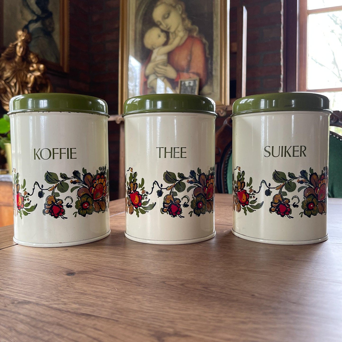 Set van drie koffie thee en suiker blikken - Bamestra Curiosa