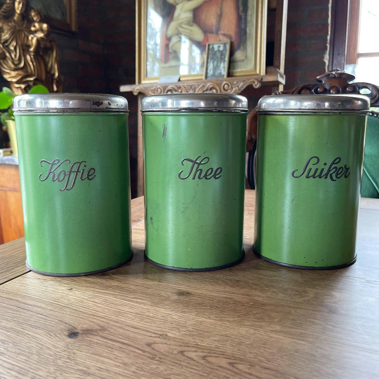 Set van drie koffie thee en suiker blikken - Bamestra Curiosa