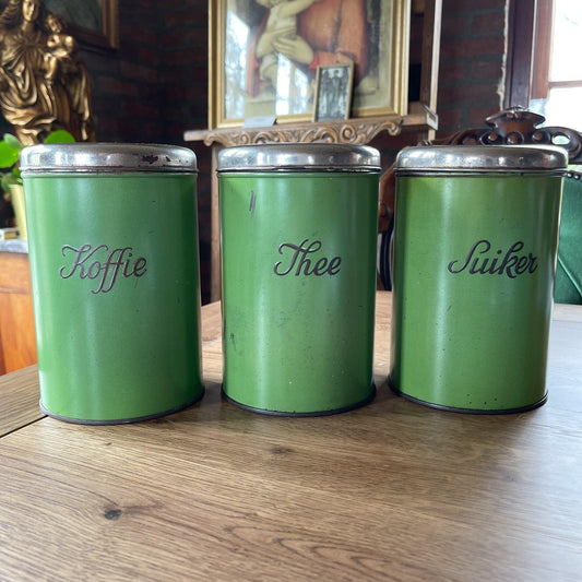 Set van drie koffie thee en suiker blikken - Bamestra Curiosa