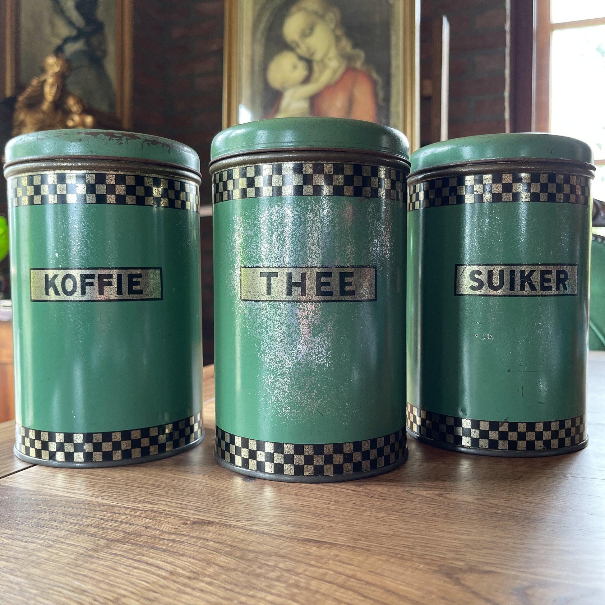 Set van drie koffie thee en suiker blikken - Bamestra Curiosa