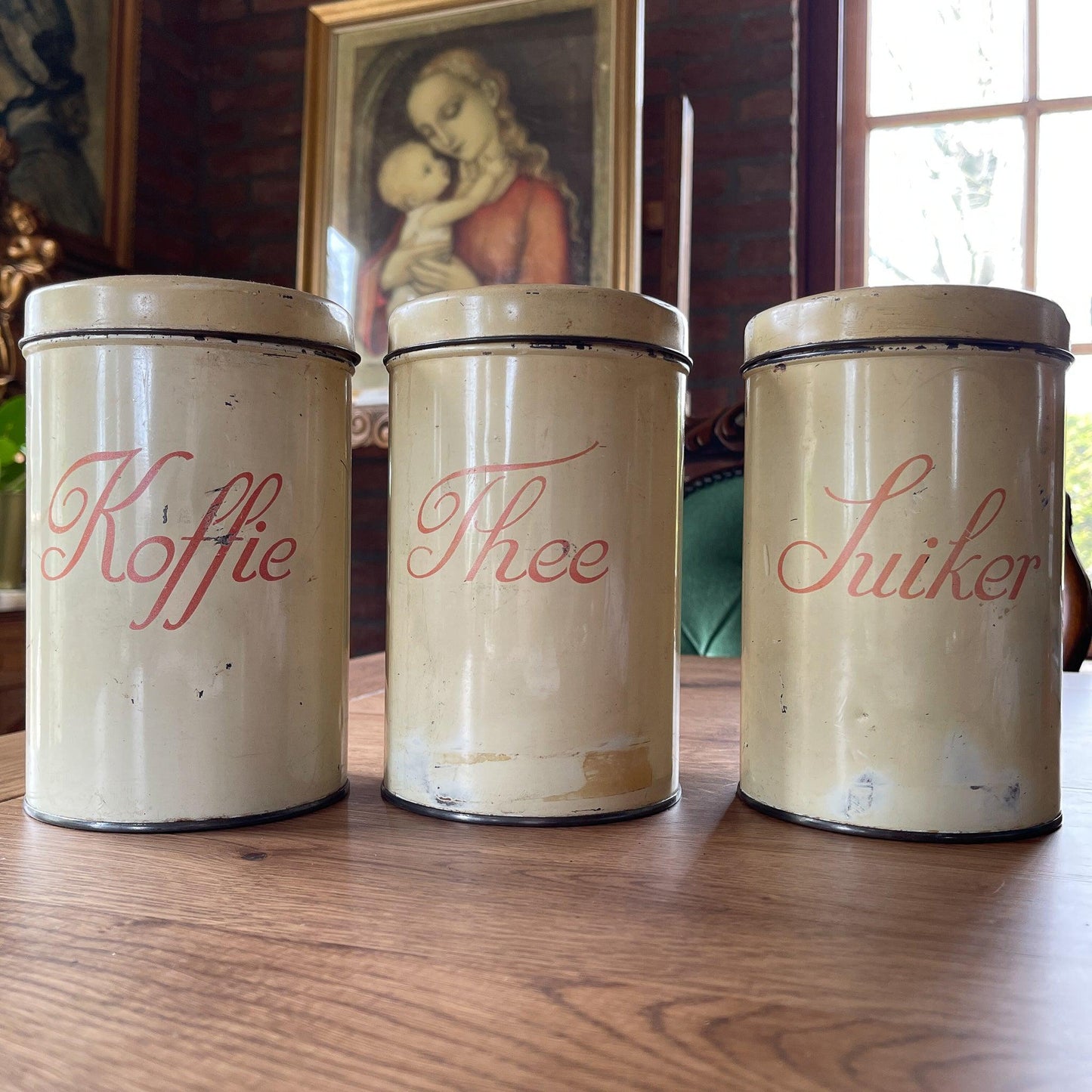 Set van drie koffie thee en suiker blikken - Bamestra Curiosa