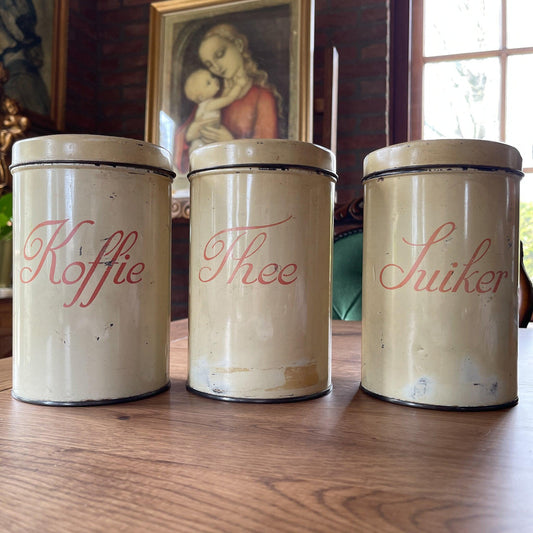 Set van drie koffie thee en suiker blikken - Bamestra Curiosa