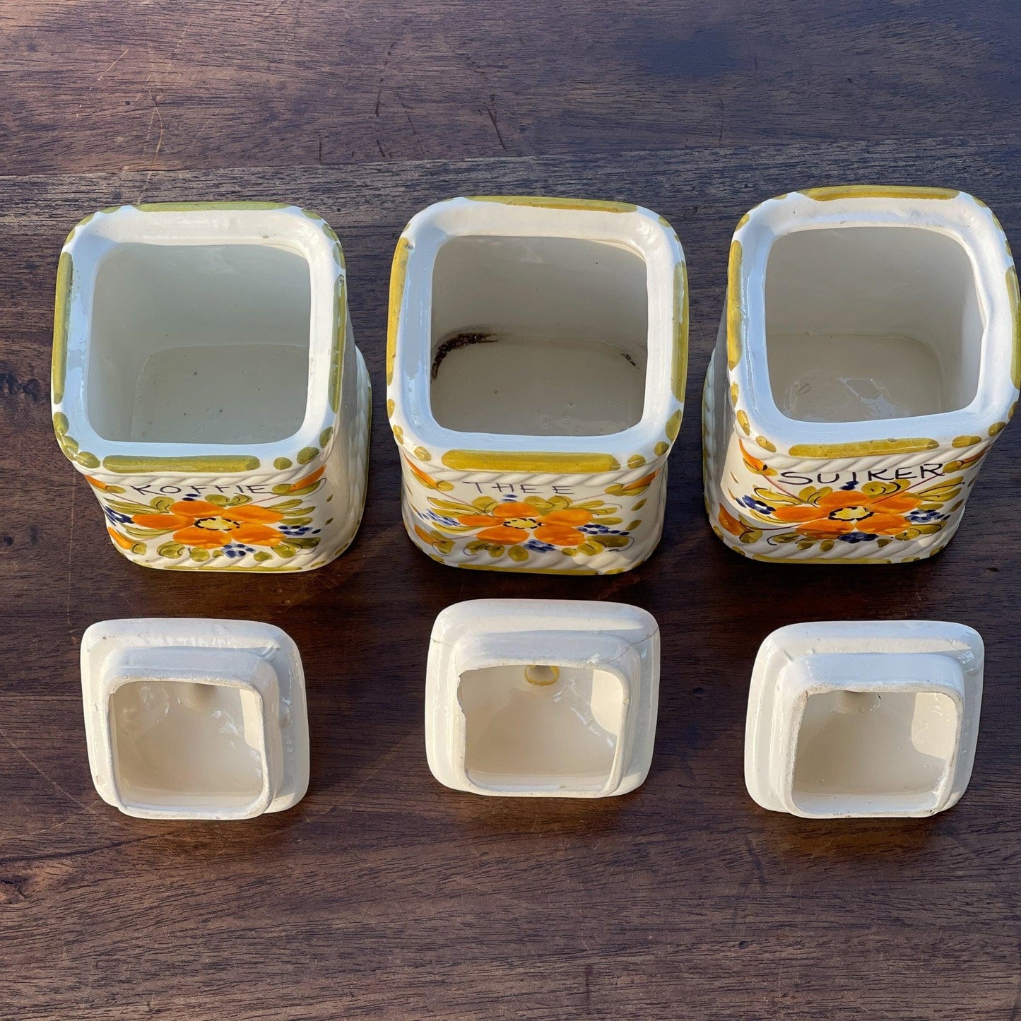 Set van drie vintage Koffie Thee en Suiker potten - The Collectionist