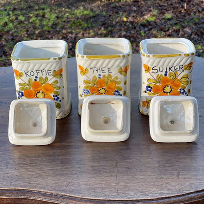 Set van drie vintage Koffie Thee en Suiker potten - The Collectionist