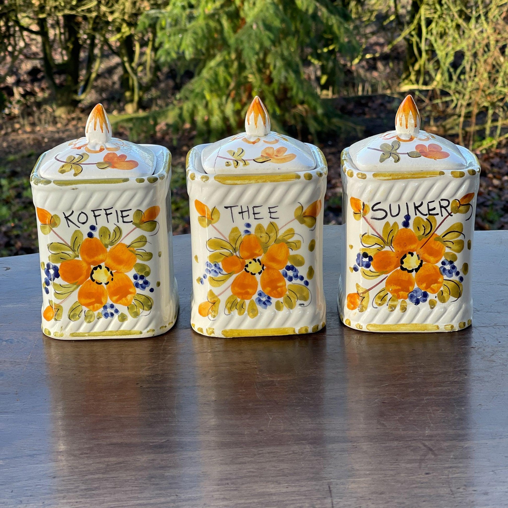 Set van drie vintage Koffie Thee en Suiker potten - The Collectionist