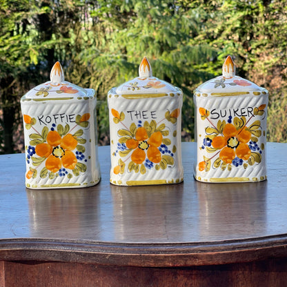 Set van drie vintage Koffie Thee en Suiker potten - The Collectionist