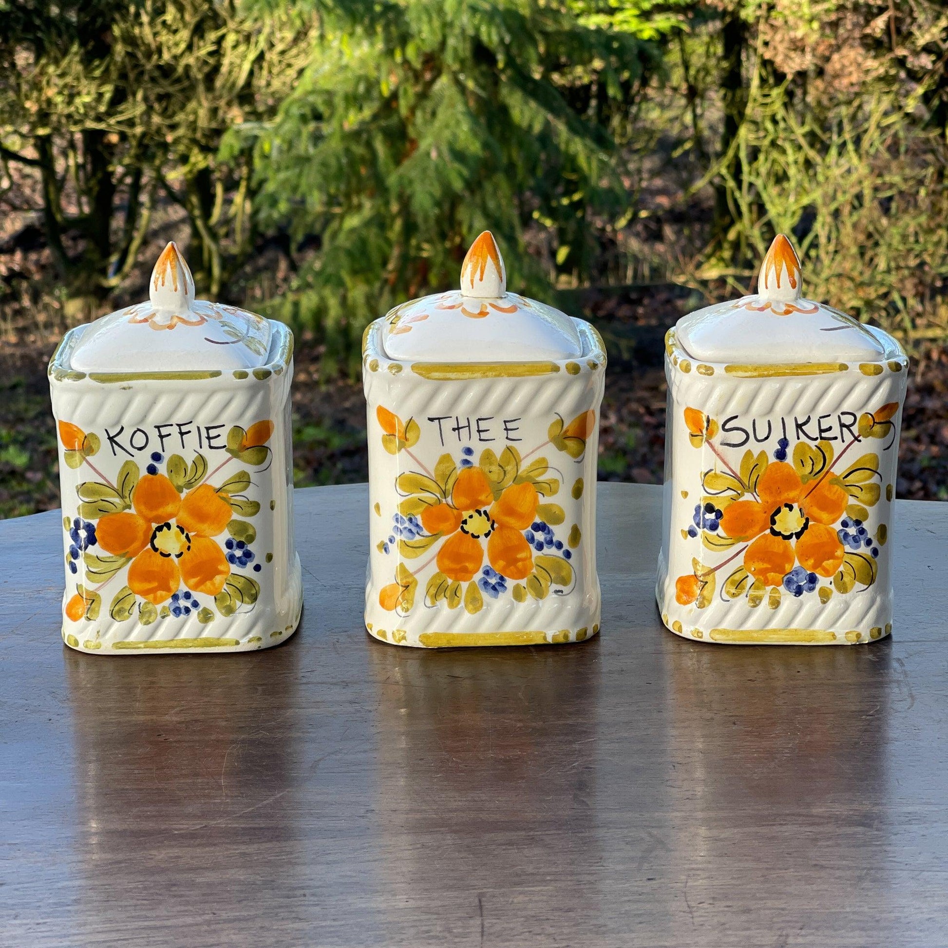 Set van drie vintage Koffie Thee en Suiker potten - The Collectionist