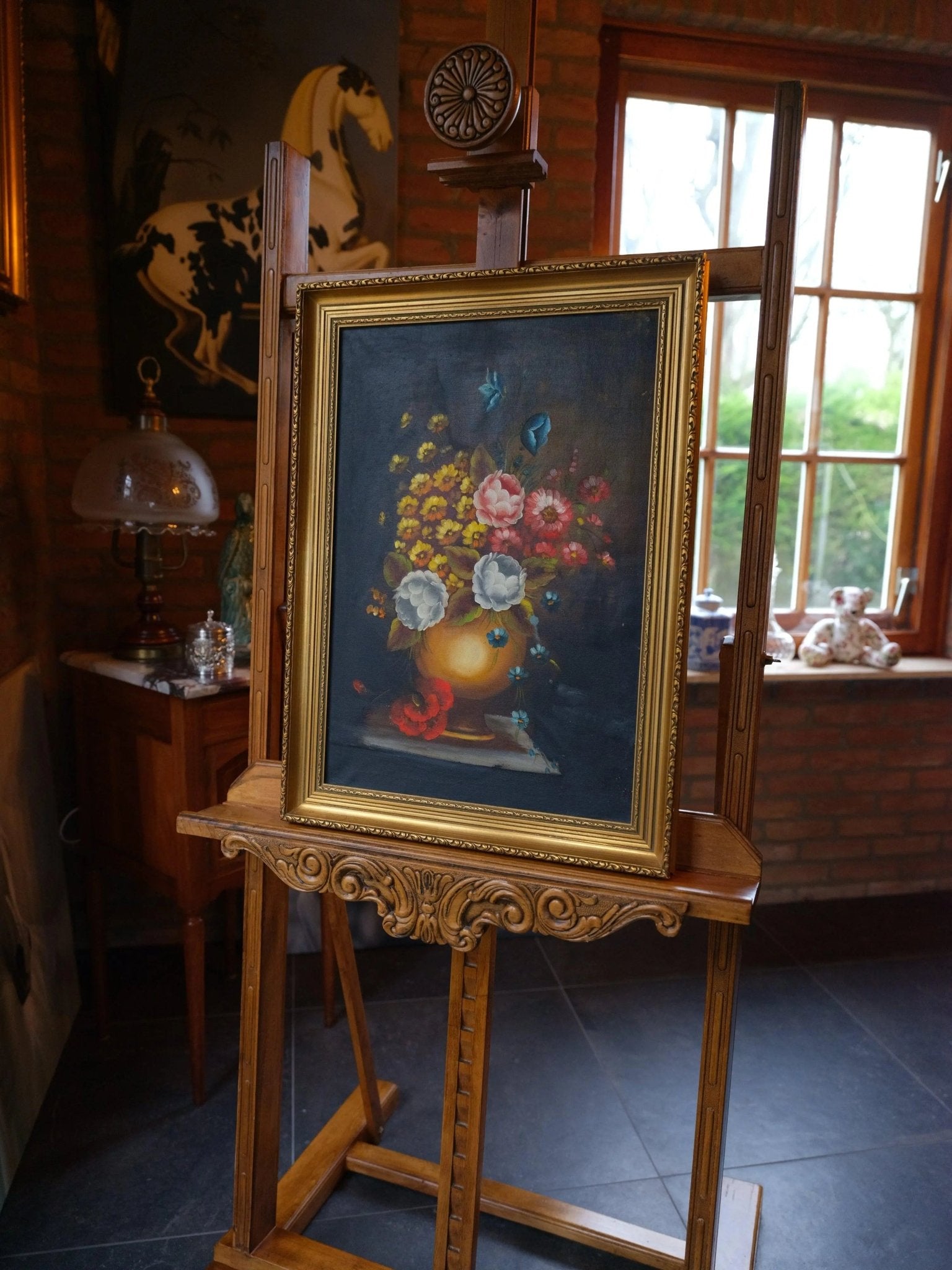 Stilleven van vaas met bloemen op doek - The Collectionist