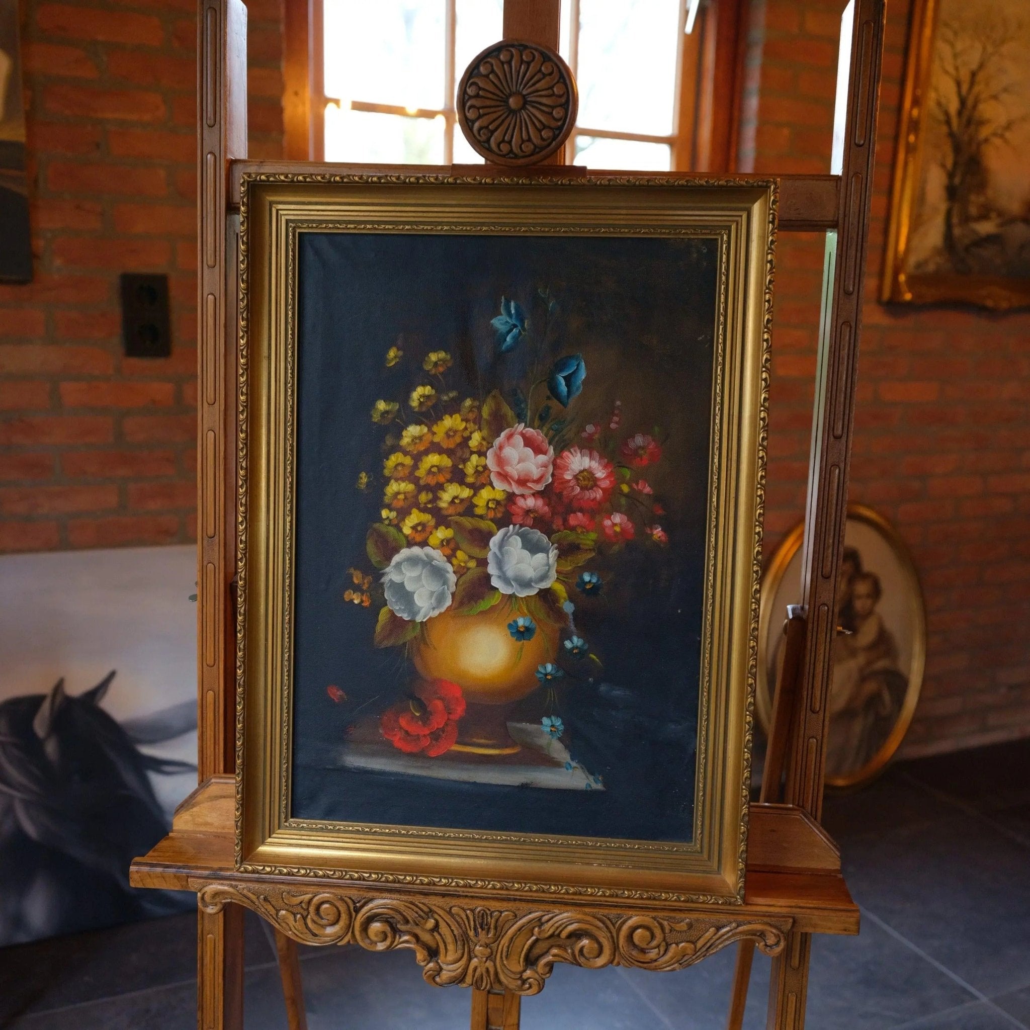 Stilleven van vaas met bloemen op doek - The Collectionist