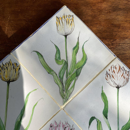 Tableau van 4 tegels met tulpen - Bamestra Curiosa