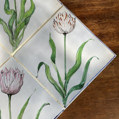 Tableau van 4 tegels met tulpen - Bamestra Curiosa