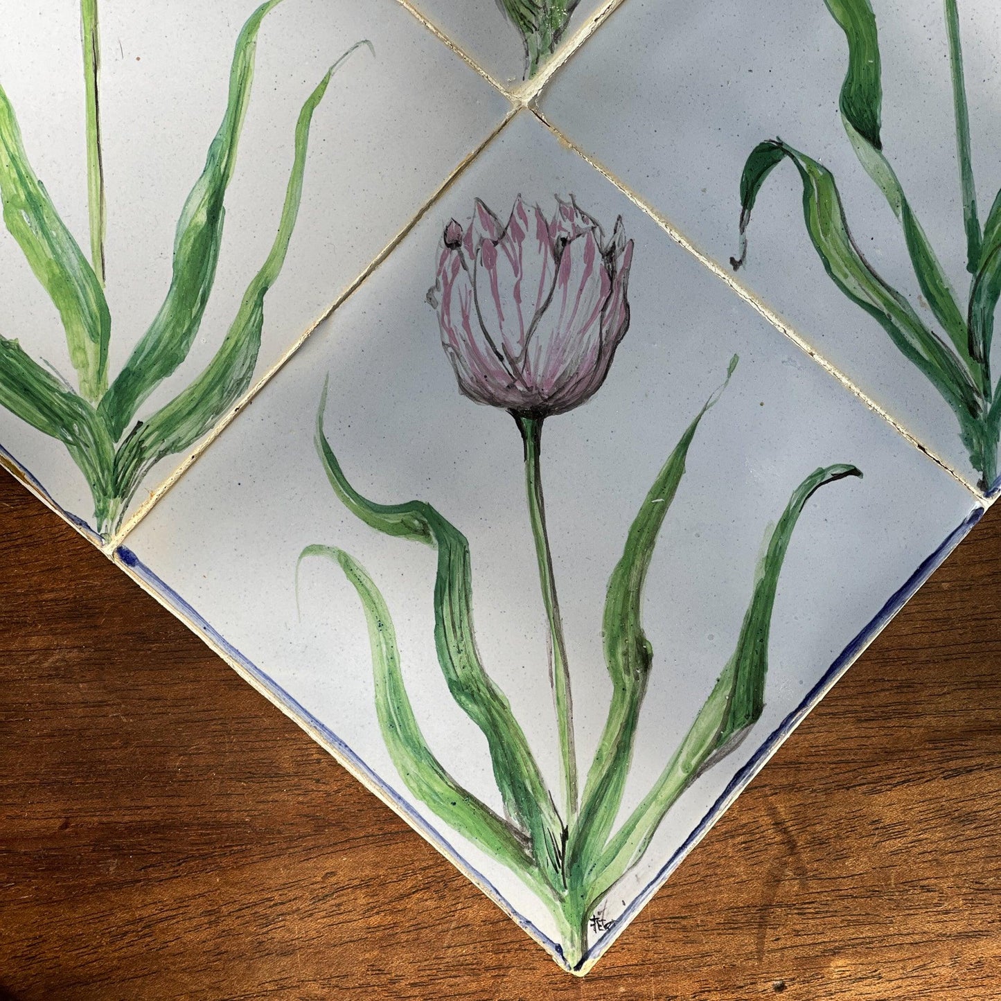 Tableau van 4 tegels met tulpen - Bamestra Curiosa