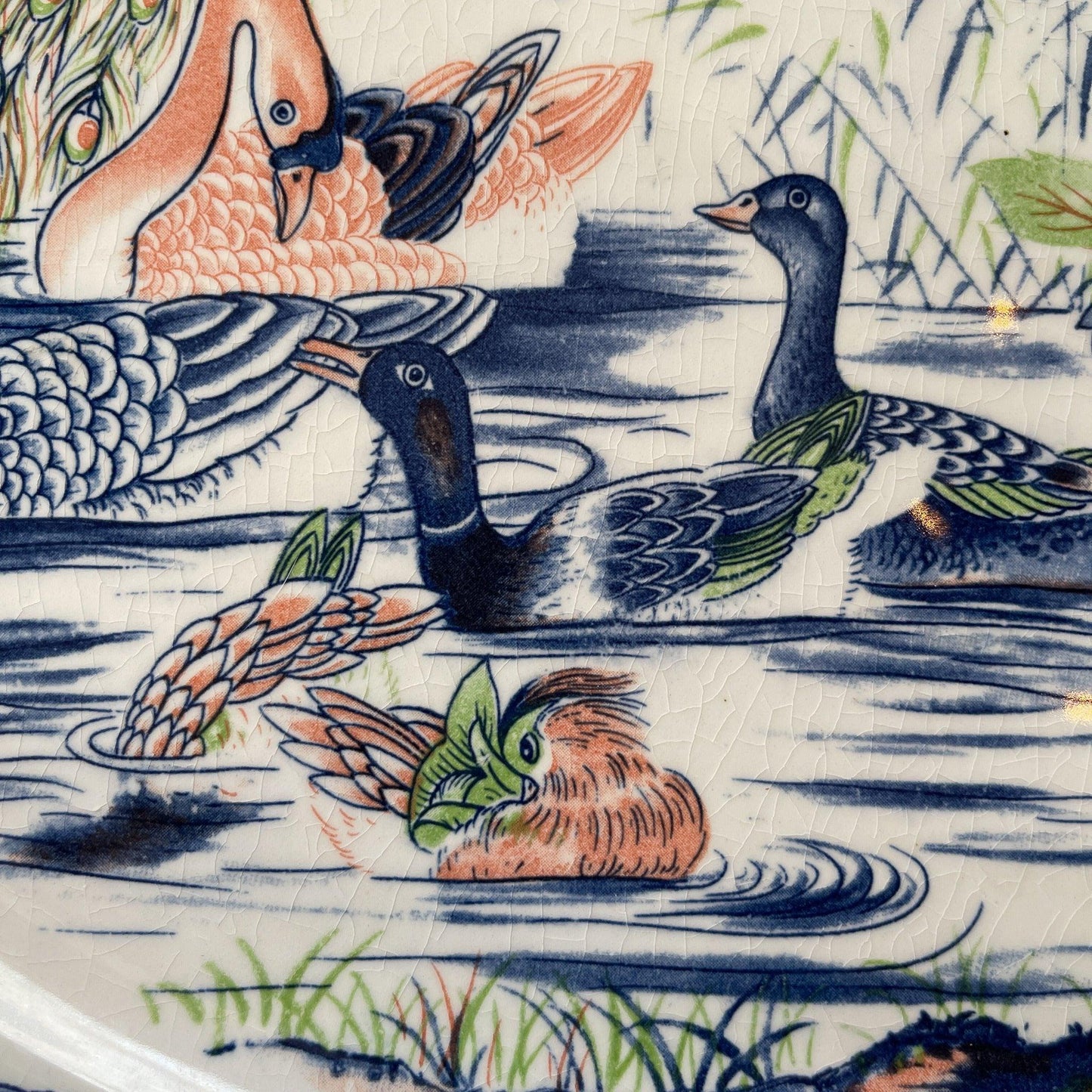 Twee grote vintage ovale borden met vogels - Bamestra Curiosa