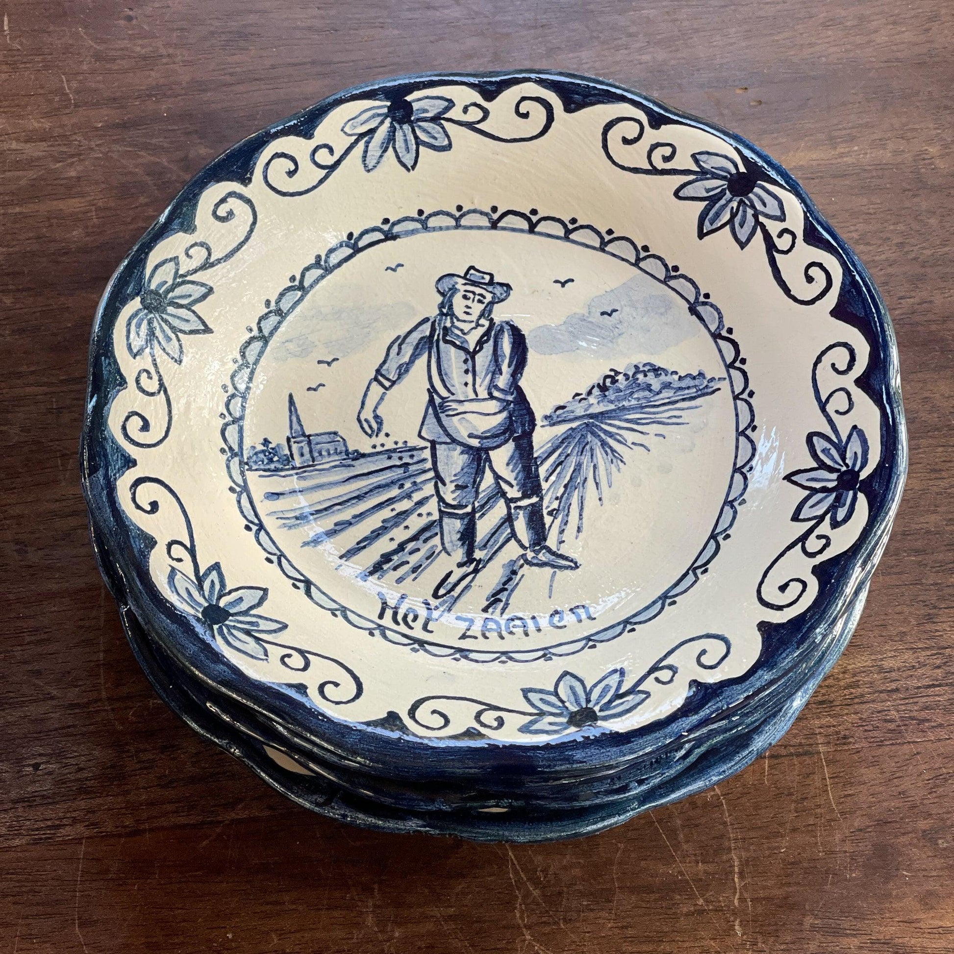 Vier antieke Oud Hollandse wandborden - Bamestra Curiosa