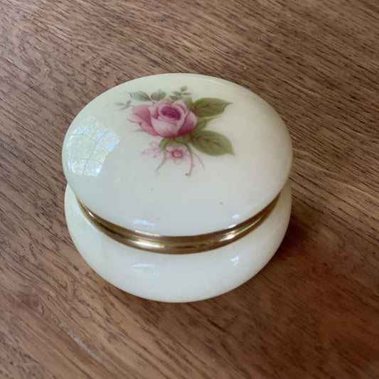 Vintage albast pillendoosje met roos - Bamestra Curiosa