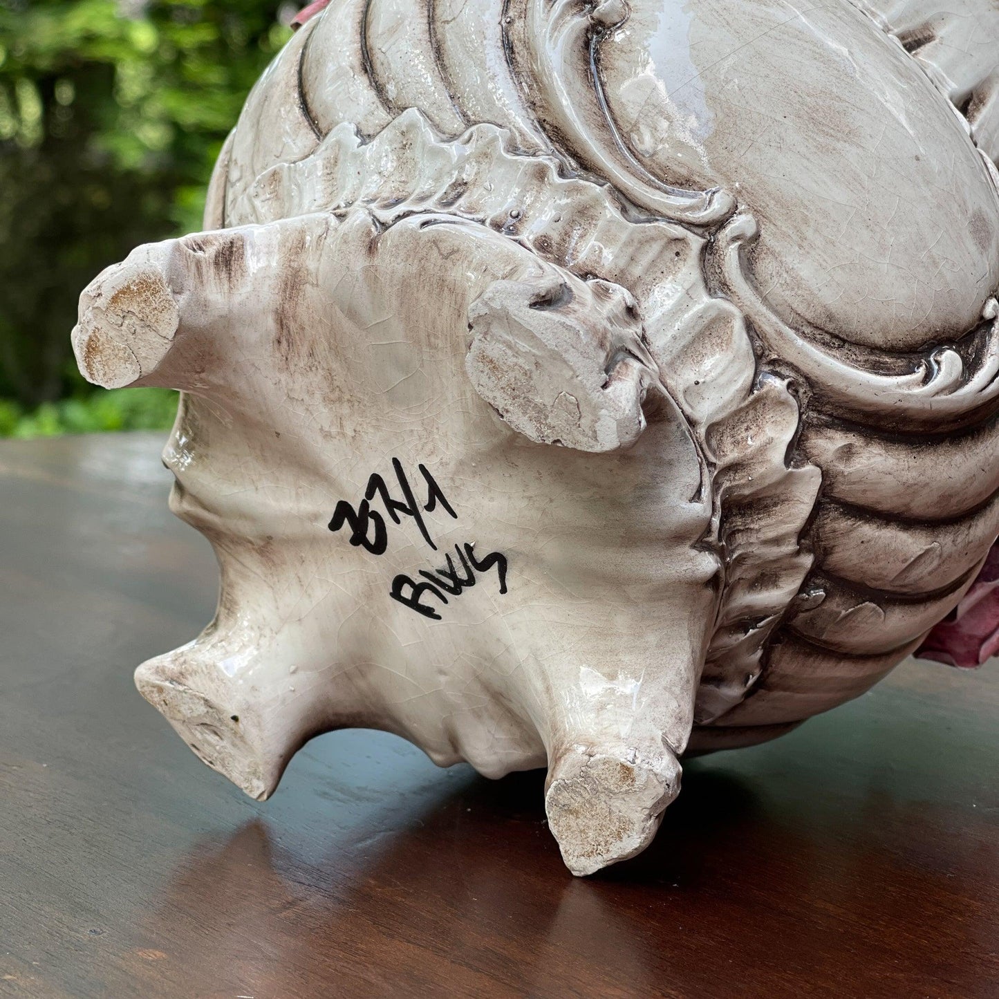 Vintage Bassano bloempot met roosjes - Bamestra Curiosa