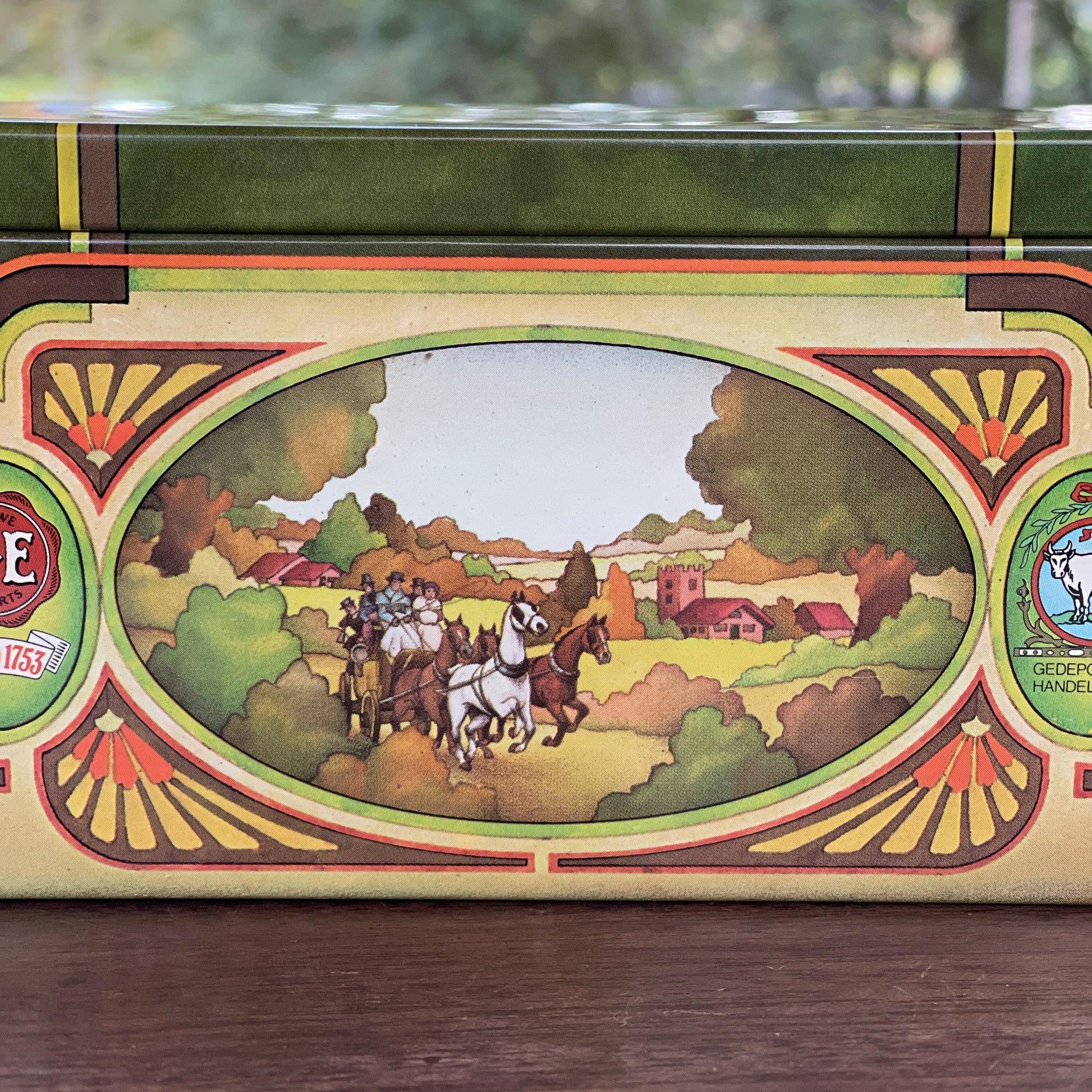 Vintage bewaarblik voor thee van Douwe Egberts Pickwick - Bamestra Curiosa